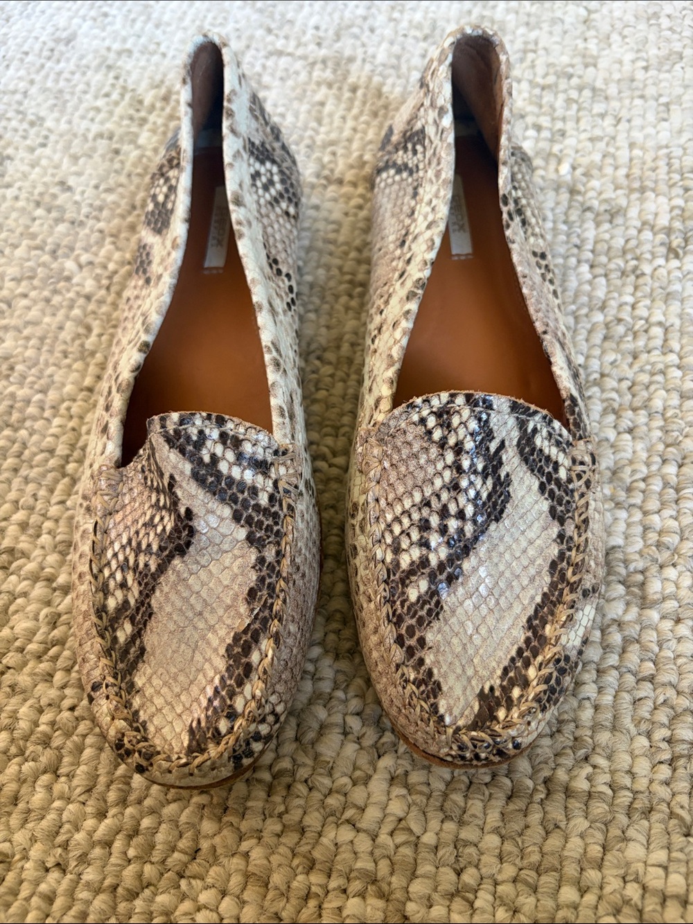 Geox Women's Snake-Print Loafers in Beige and Brown Tones